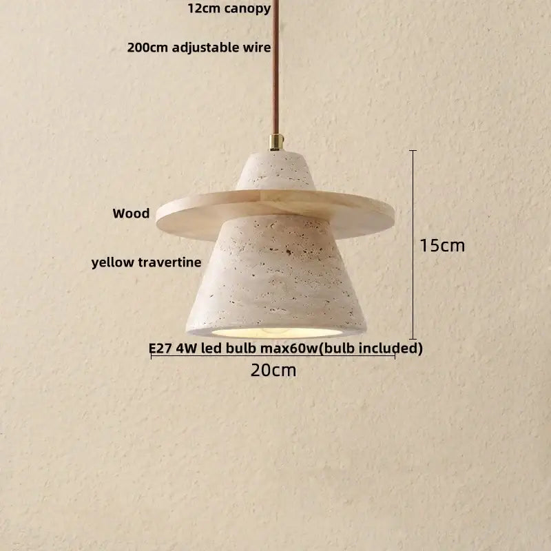 Japanese yellow travertine led pendant lamp kitchen hanging light