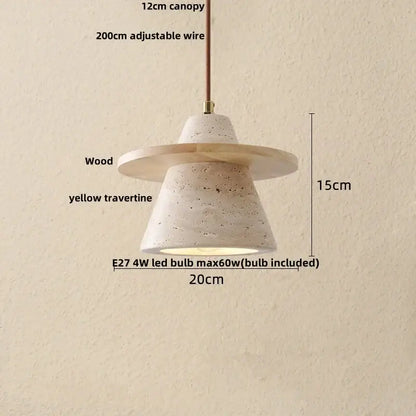 Japanese yellow travertine led pendant lamp kitchen hanging light