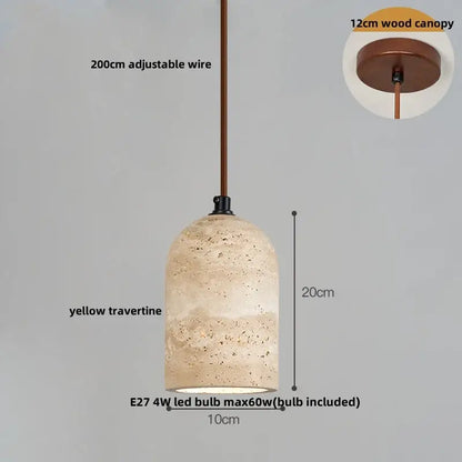 Japanese yellow travertine led pendant lamp kitchen hanging light