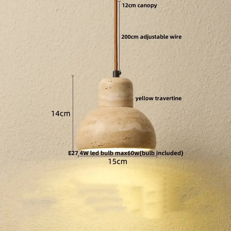 Japanese yellow travertine led pendant lamp kitchen hanging light