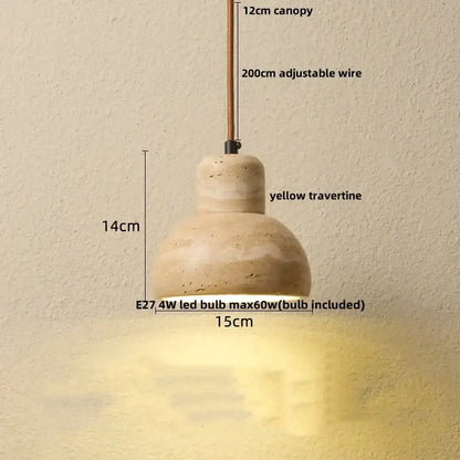 Japanese yellow travertine led pendant lamp kitchen hanging light