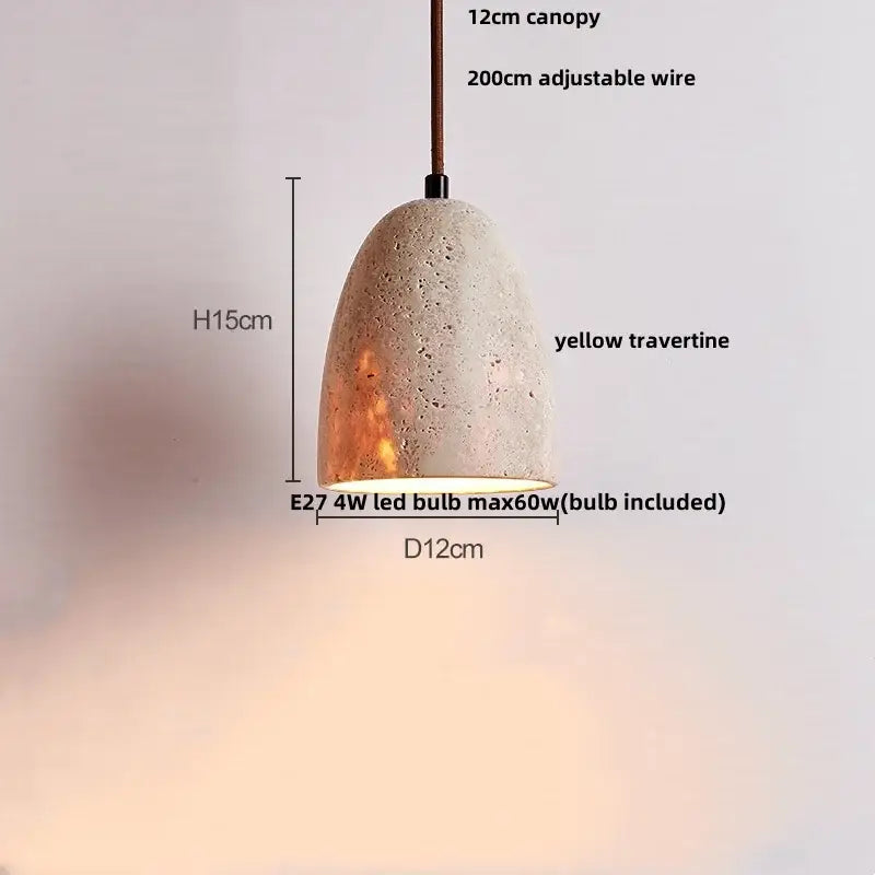 Japanese yellow travertine led pendant lamp kitchen hanging light