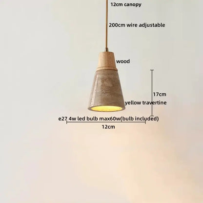 Japanese yellow travertine led pendant lamp kitchen hanging light