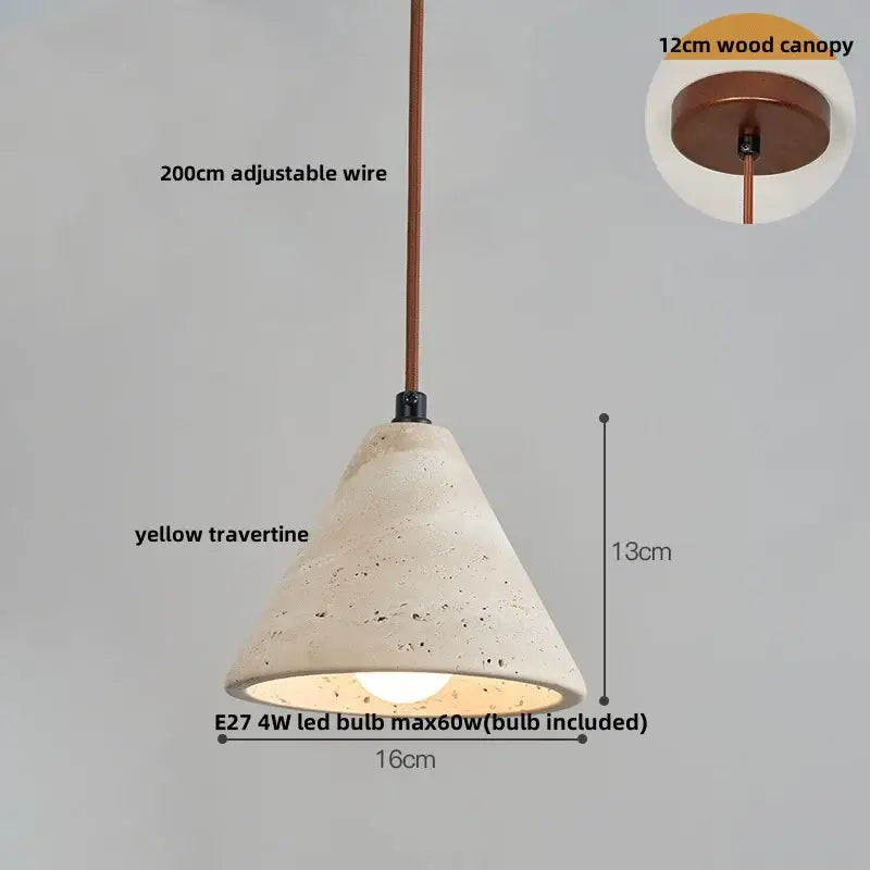 Minimalist off-white concrete and wood led pendant lamp dining room