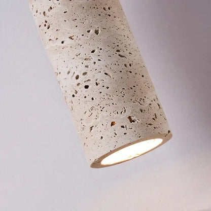 Minimalist off-white concrete and wood led pendant lamp dining room