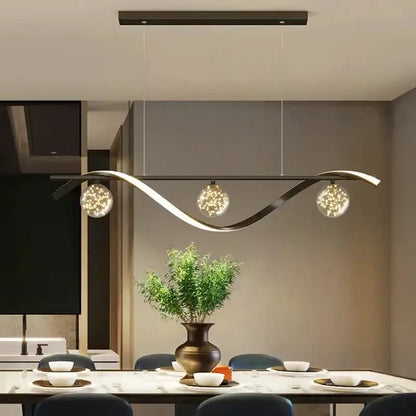Modern black metal 3 globe led pendant lamps dining room kitchen