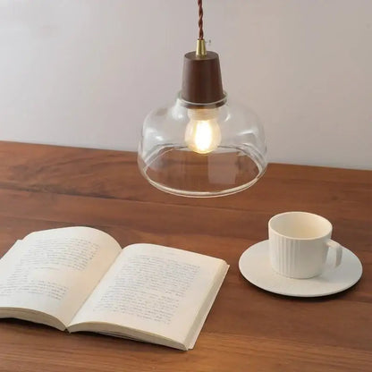 Modern walnut & glass led pendant lamp kitchen lighting