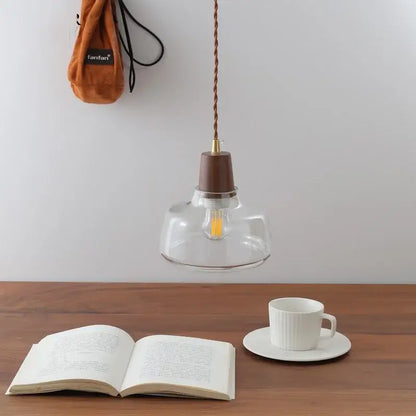 Modern walnut & glass led pendant lamp kitchen lighting