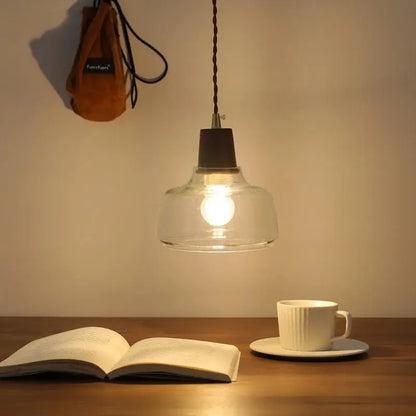 Modern walnut & glass led pendant lamp kitchen lighting
