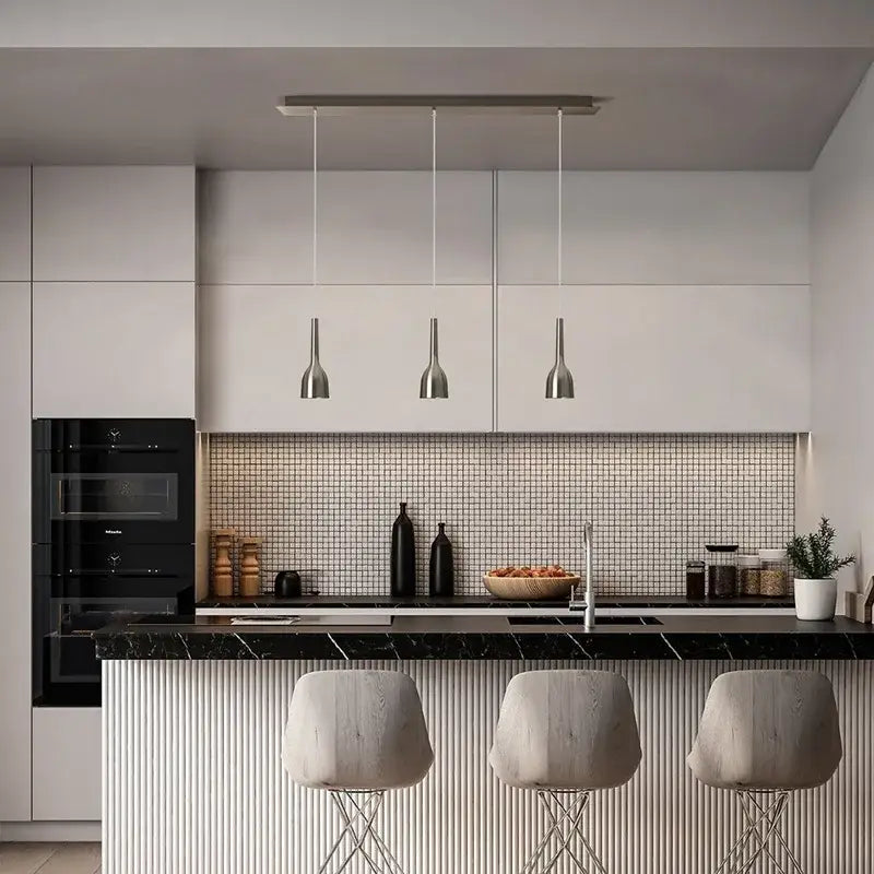 Modern brushed nickel led pendant light for dining room