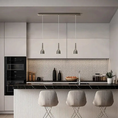 Modern brushed nickel led pendant light for dining room