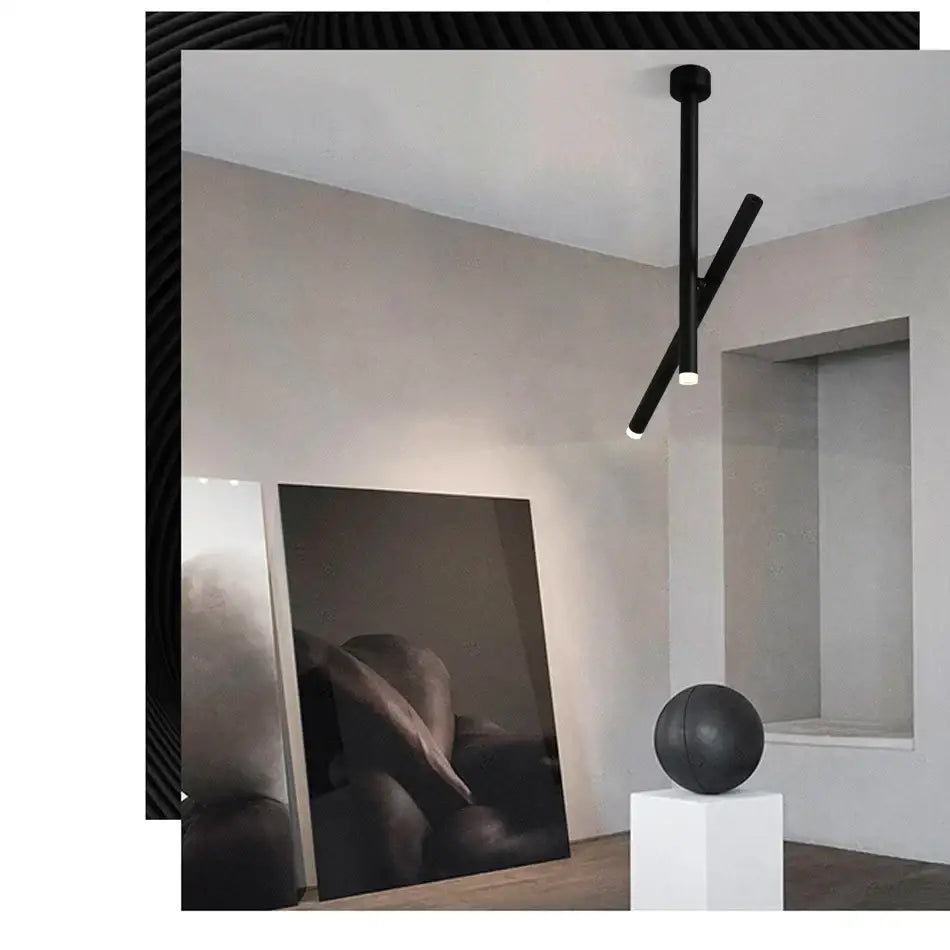 Minimalist black intersecting led pendant light for dining room