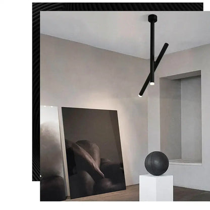 Minimalist black intersecting led pendant light for dining room