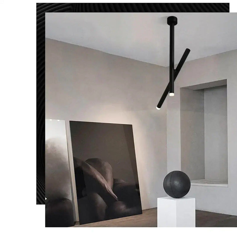 Minimalist black intersecting led pendant light for dining room