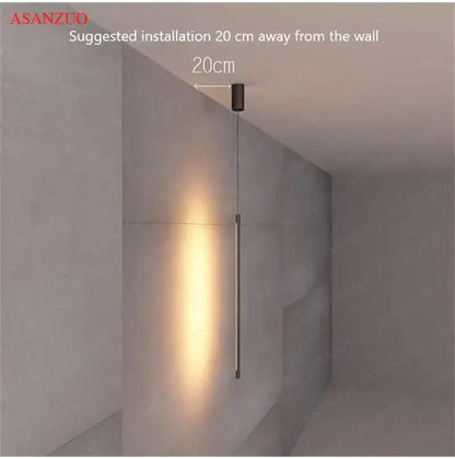 Modern black adjustable line strip pendant light for living room