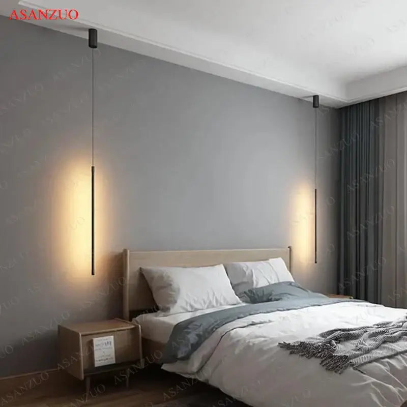 Modern black adjustable line strip pendant light for living room