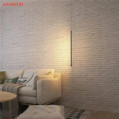 Modern black adjustable line strip pendant light for living room
