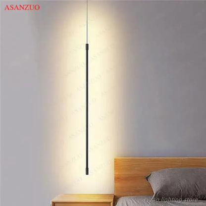 Modern black adjustable line strip pendant light for living room