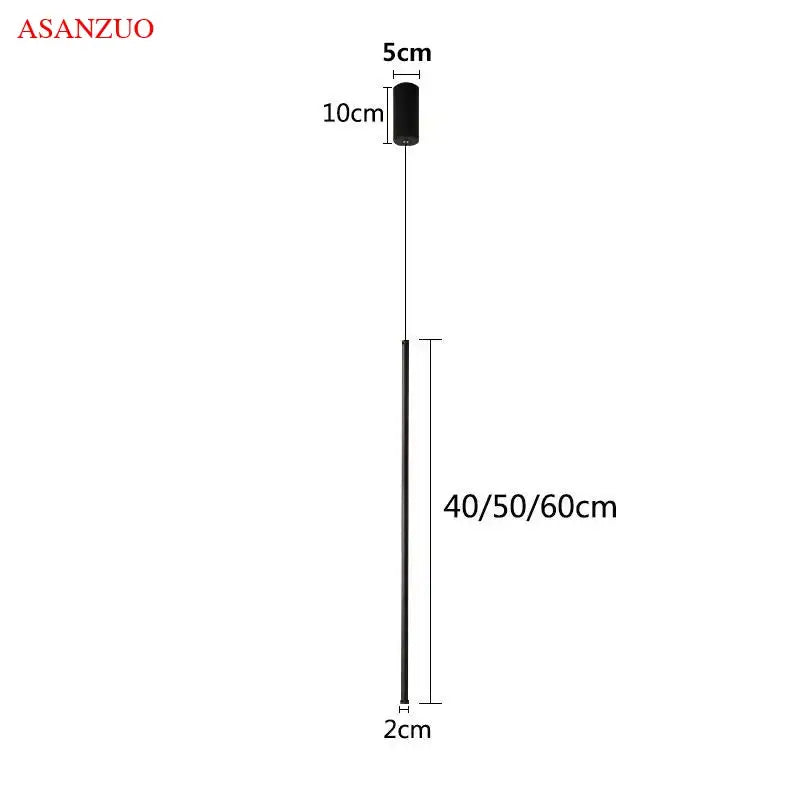 Modern black adjustable line strip pendant light for living room
