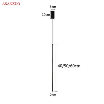 Modern black adjustable line strip pendant light for living room