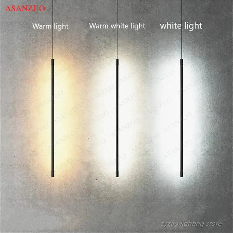 Modern black adjustable line strip pendant light for living room