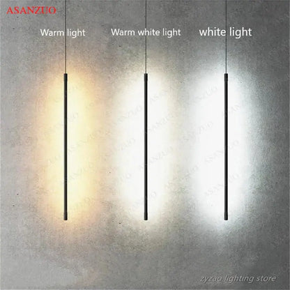 Modern black adjustable line strip pendant light for living room