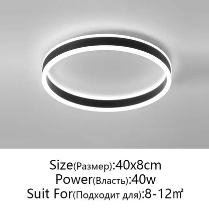 Modern black & white circular led pendant light dining room