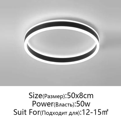 Modern black & white circular led pendant light dining room
