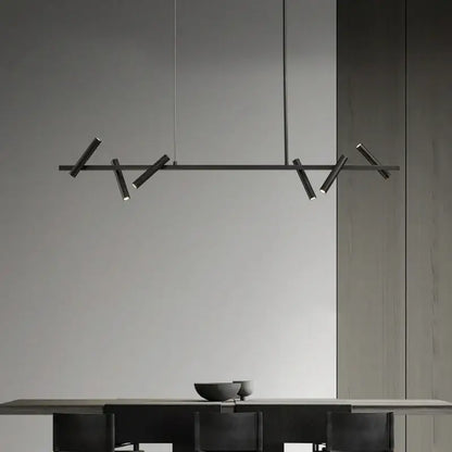 Minimalist black metal led pendant light dining room adjustable