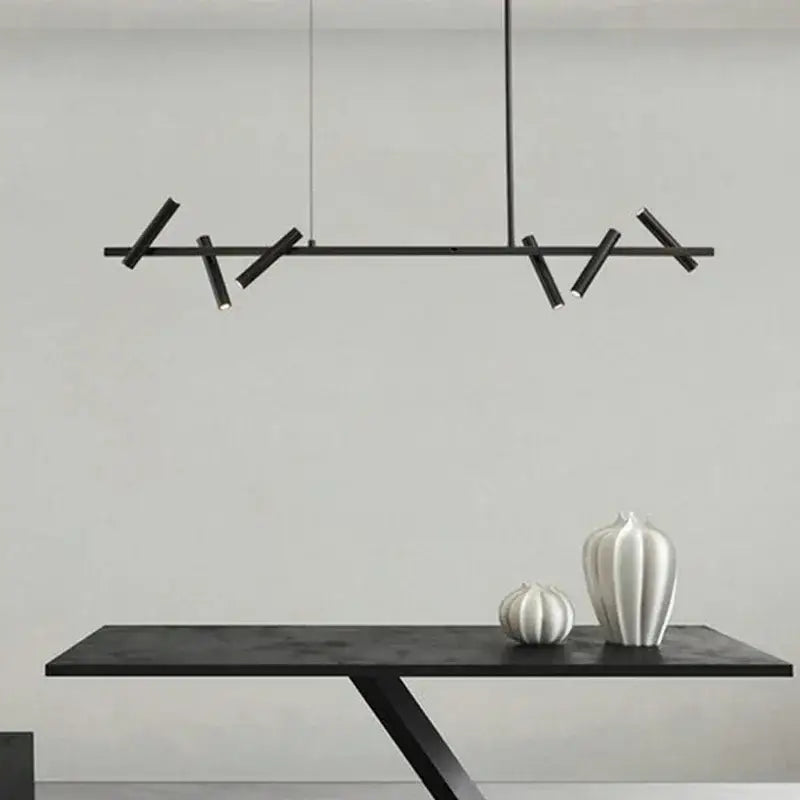 Minimalist black metal led pendant light dining room adjustable
