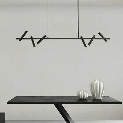 Minimalist black metal led pendant light dining room adjustable