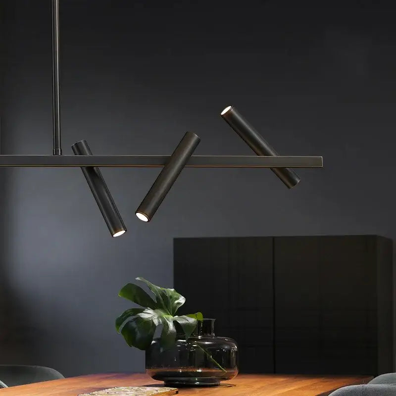 Minimalist black metal led pendant light dining room adjustable