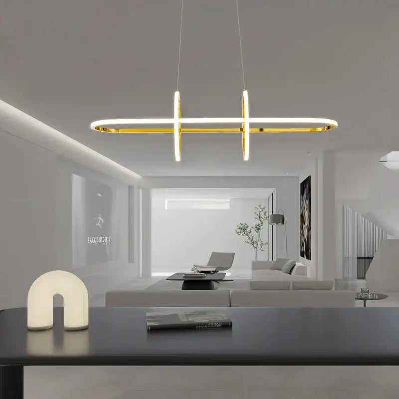 Modern gold linear led pendant light dining room chandelier