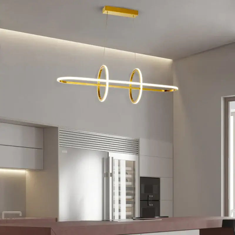 Modern gold linear led pendant light dining room chandelier