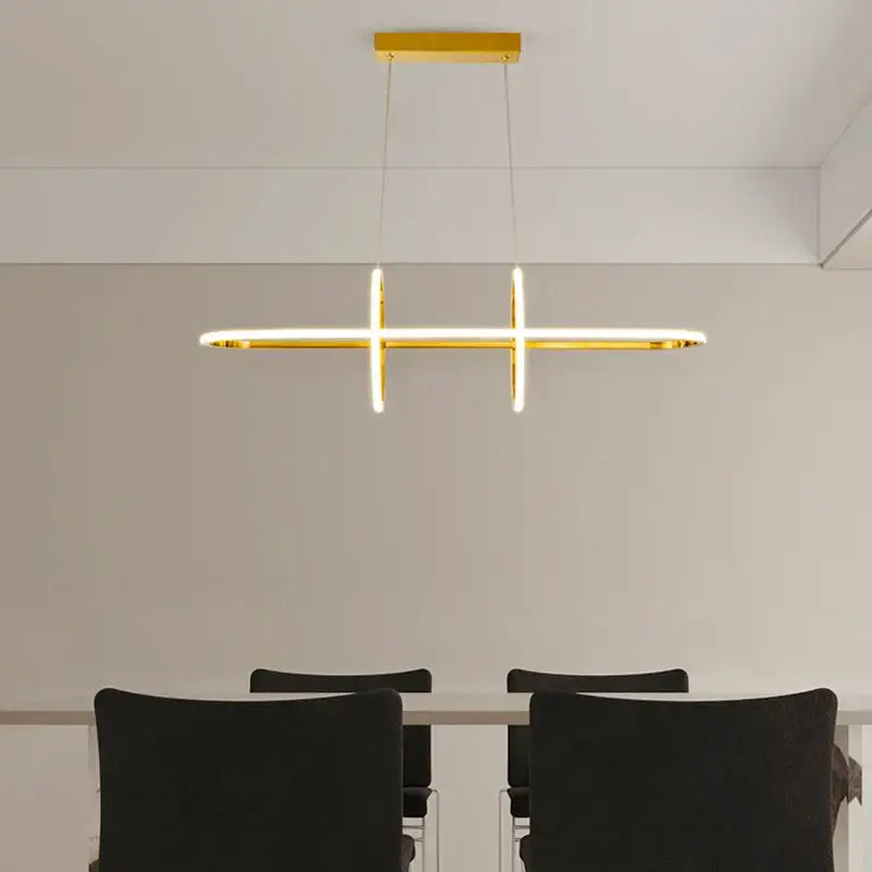 Modern gold linear led pendant light dining room chandelier