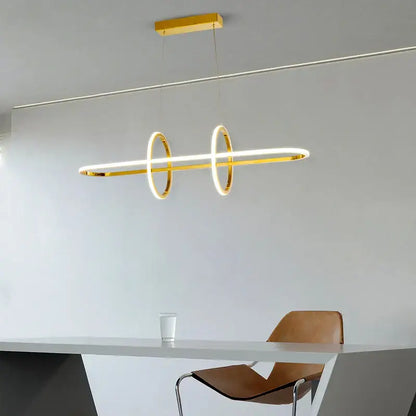 Modern gold linear led pendant light dining room chandelier
