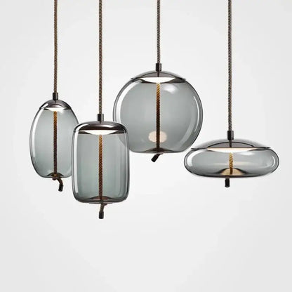 Modern gray glass led pendant light chandelier for dining room
