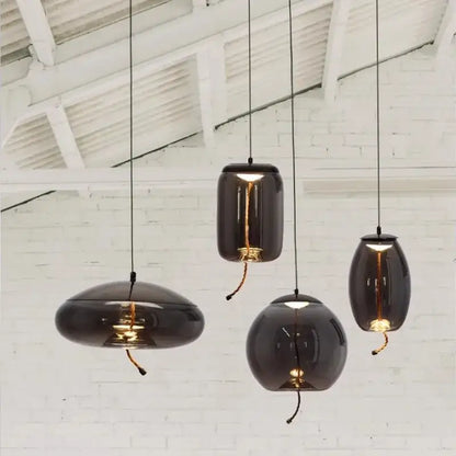 Modern gray glass led pendant light chandelier for dining room