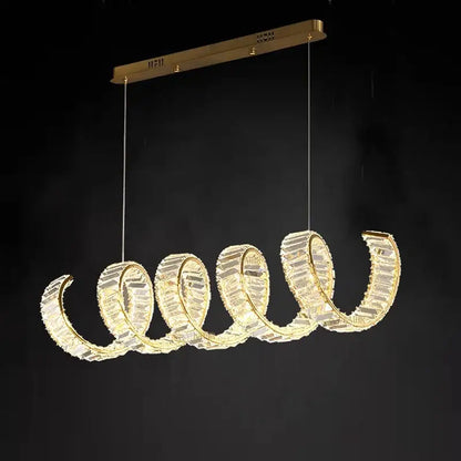 Modern gold spiral ring led pendant light for dining room
