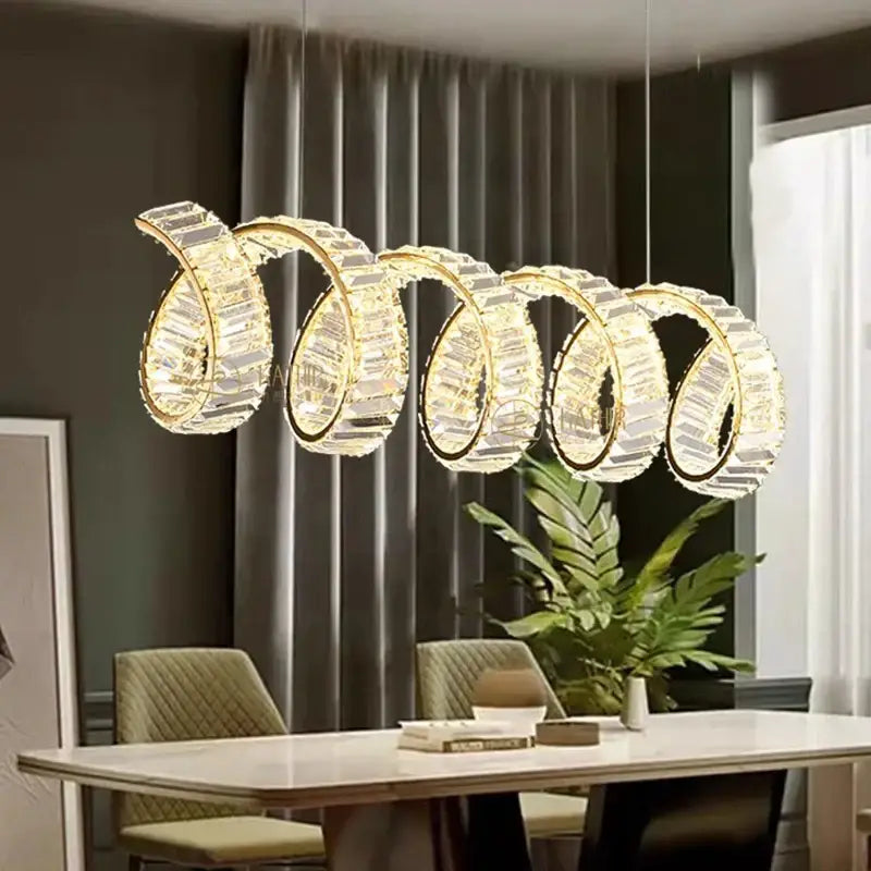 Modern gold spiral ring led pendant light for dining room