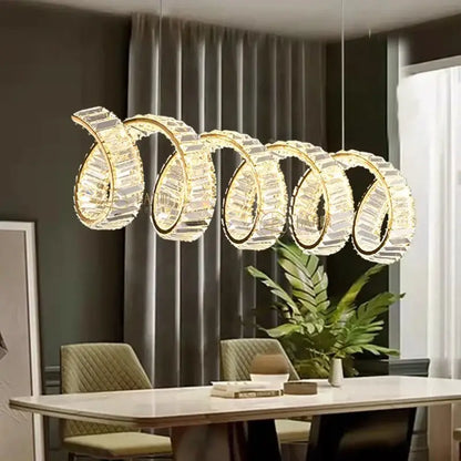 Modern gold spiral ring led pendant light for dining room