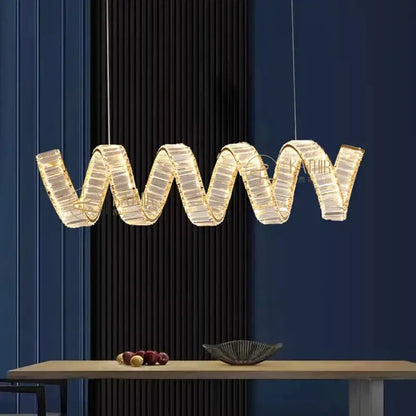 Modern gold spiral ring led pendant light for dining room