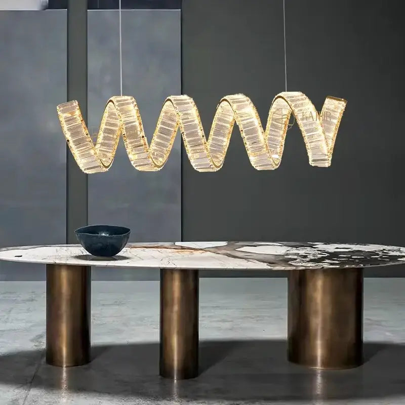 Modern gold spiral ring led pendant light for dining room