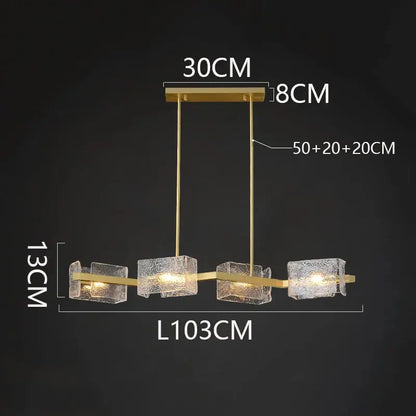 Modern gold textured glass led pendant light for dining room