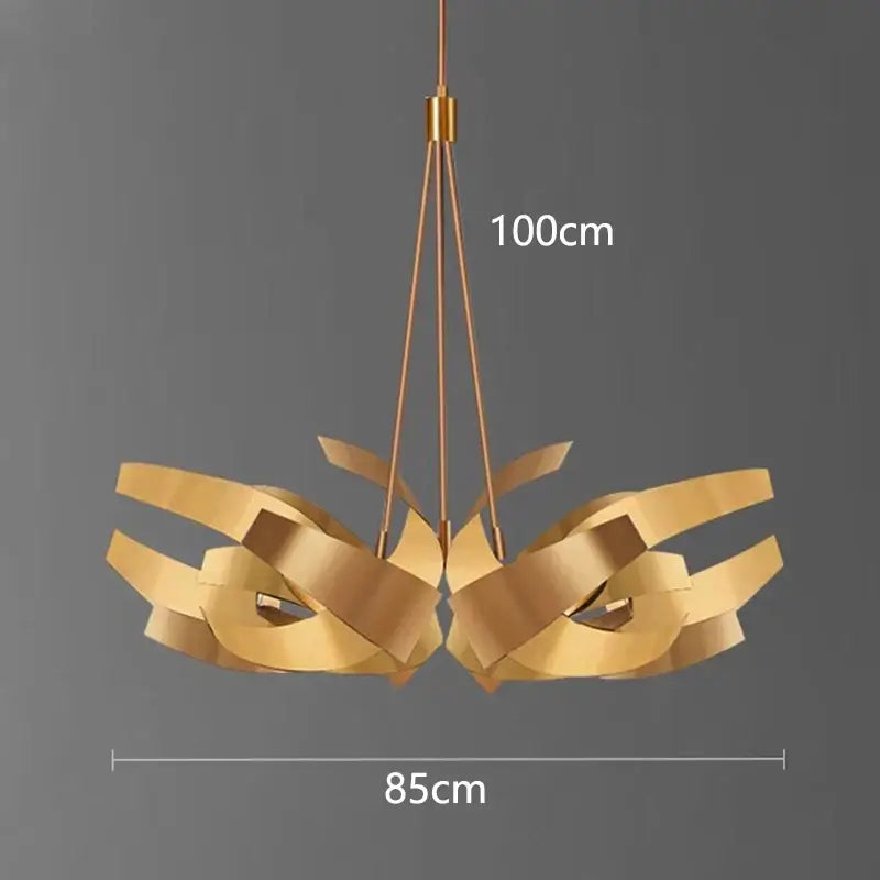 Modern petal brushed gold & matte black led pendant light dining room