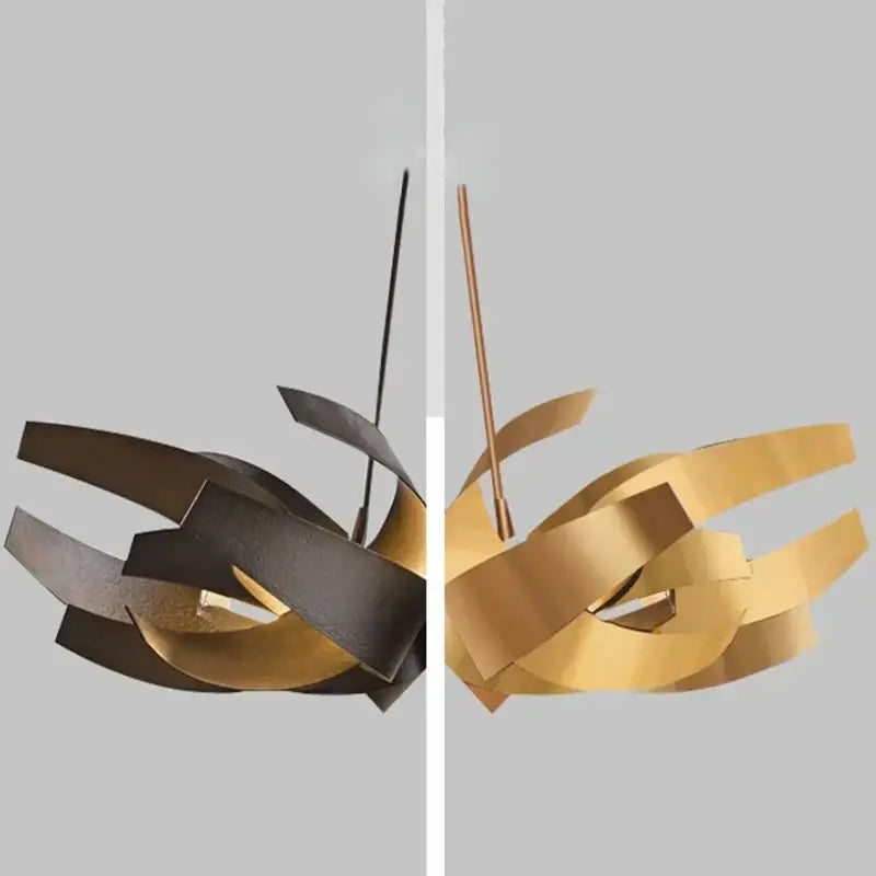 Modern petal brushed gold & matte black led pendant light dining room