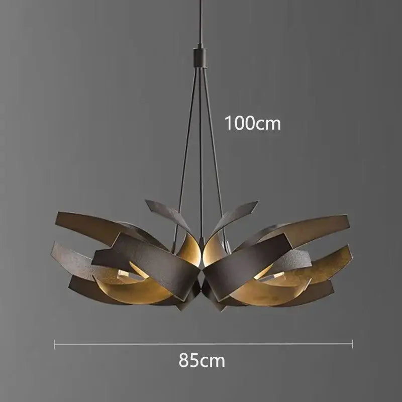 Modern petal brushed gold & matte black led pendant light dining room