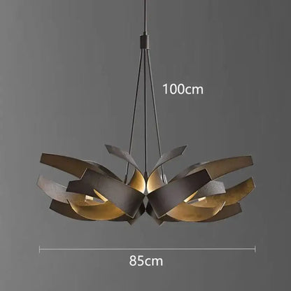 Modern petal brushed gold & matte black led pendant light dining room
