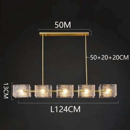 Modern gold textured glass led pendant light for dining room