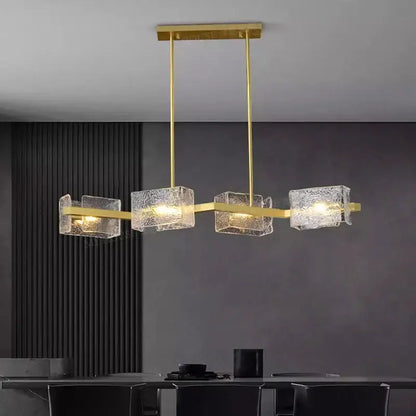 Modern gold textured glass led pendant light for dining room